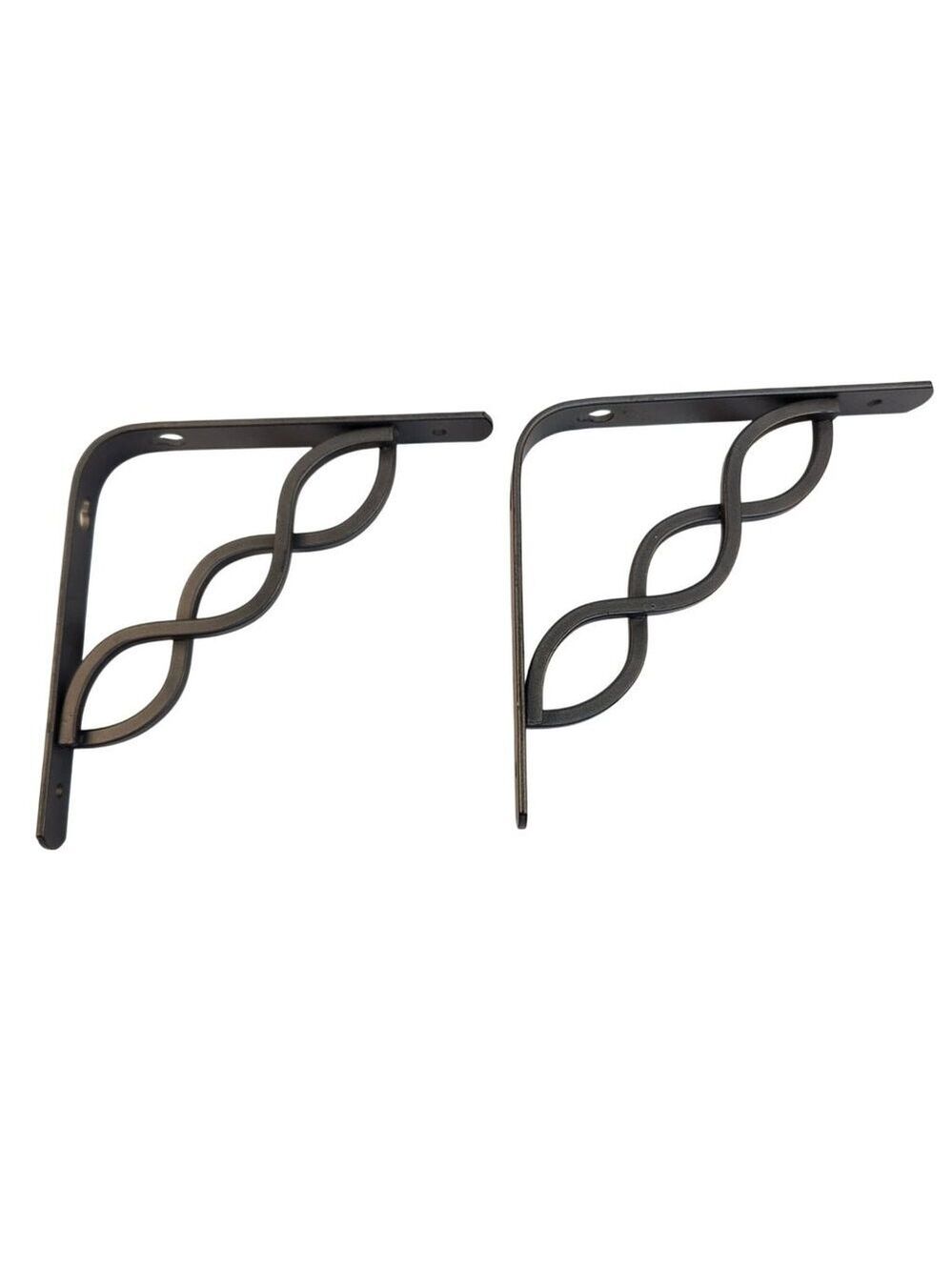 Decorative Black Metal Shelf Brackets 6"x 6" Pair Support Hardware Home Decor